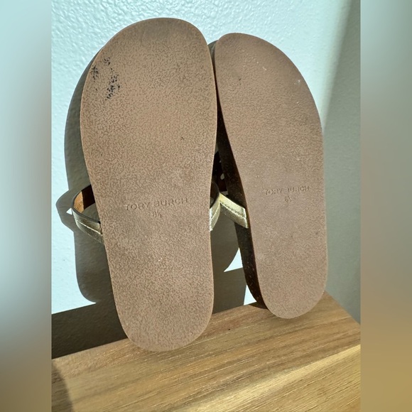 Tory Burch Miller Cloud Sandals Metallic Gold Leather Cork 6.5 US EUC - Picture 9 of 9